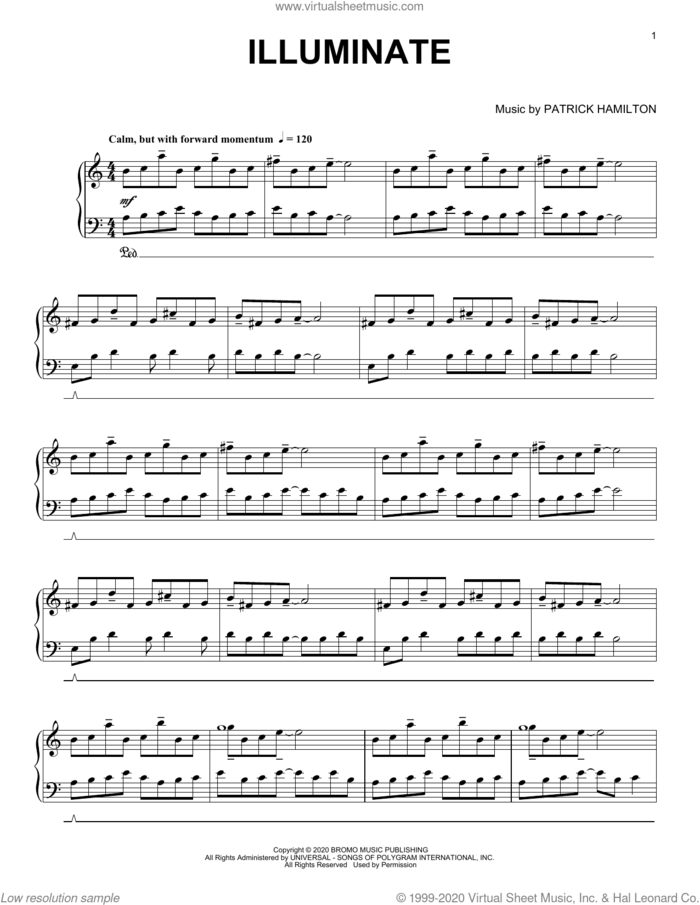 Illuminate sheet music for piano solo by Patrick Hamilton, classical score, intermediate skill level