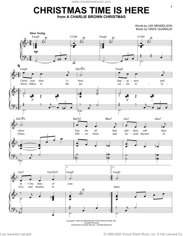Christmas Time Is Here [Jazz Version] (arr. Brent Edstrom) sheet music for voice and piano (High Voice) by Vince Guaraldi, Brent Edstrom and Lee Mendelson, intermediate skill level