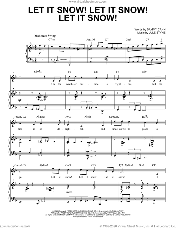 Let It Snow! Let It Snow! Let It Snow! [Jazz Version] (arr. Brent Edstrom) sheet music for voice and piano (High Voice) by Sammy Cahn, Brent Edstrom and Jule Styne, intermediate skill level