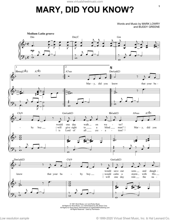 Mary, Did You Know? [Jazz Version] (arr. Brent Edstrom) sheet music for voice and piano (High Voice) by Buddy Greene, Brent Edstrom, Kathy Mattea, Mark Lowry and Mark Lowry & Buddy Greene, intermediate skill level