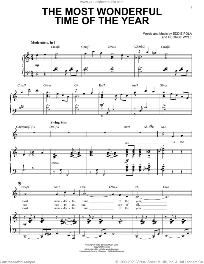 The Most Wonderful Time Of The Year [Jazz Version] (arr. Brent Edstrom) sheet music for voice and piano (High Voice) by George Wyle, Brent Edstrom and Eddie Pola, intermediate skill level