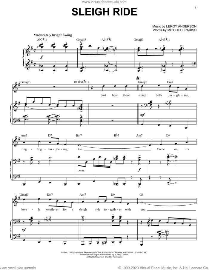 Sleigh Ride [Jazz Version] (arr. Brent Edstrom) sheet music for voice and piano (High Voice) by Leroy Anderson, Brent Edstrom and Mitchell Parish, intermediate skill level