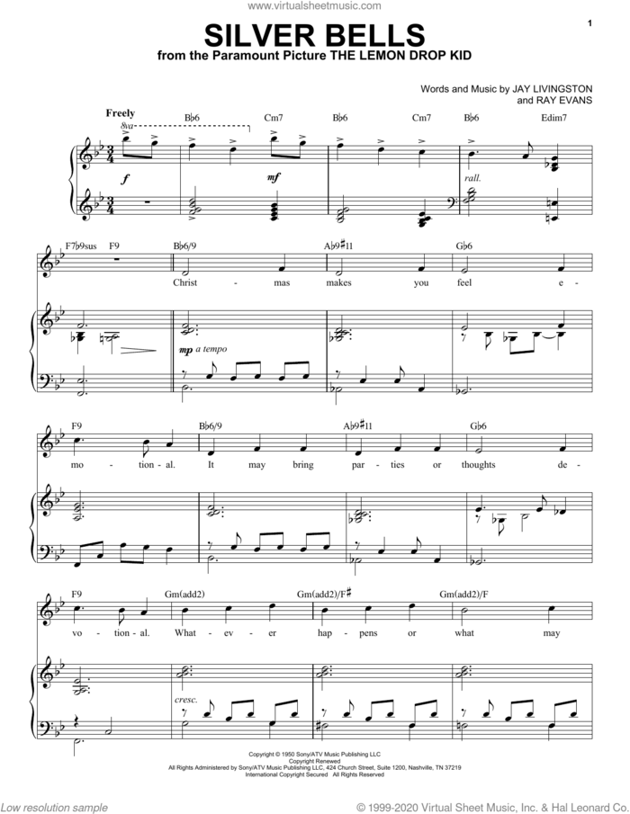 Silver Bells [Jazz Version] (arr. Brent Edstrom) sheet music for voice and piano (High Voice) by Jay Livingston, Brent Edstrom and Ray Evans, intermediate skill level