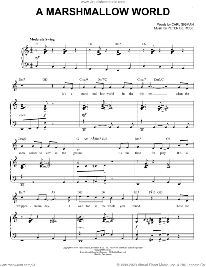 A Marshmallow World [Jazz Version] (arr. Brent Edstrom) sheet music for voice and piano (High Voice) by Carl Sigman, Brent Edstrom and Peter DeRose, intermediate skill level