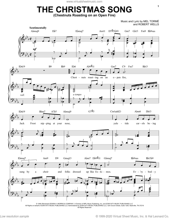 The Christmas Song (Chestnuts Roasting On An Open Fire) [Jazz Version] (arr. Brent Edstrom) sheet music for voice and piano (High Voice) by Mel Torme, Brent Edstrom and Robert Wells, intermediate skill level