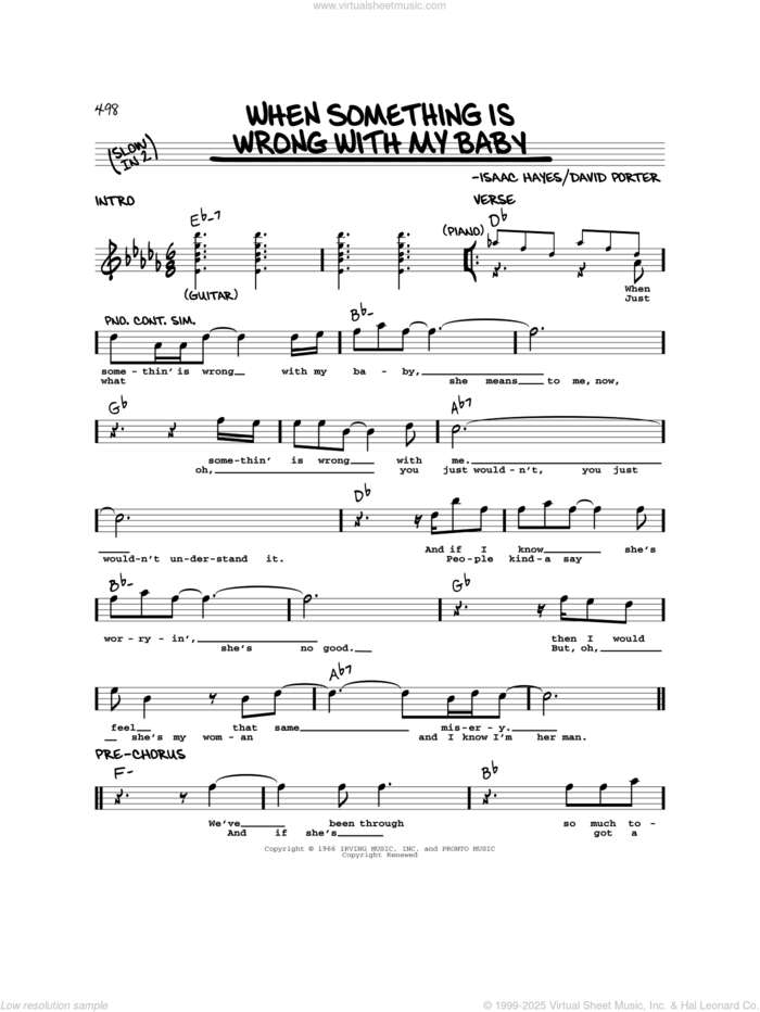 When Something Is Wrong With My Baby sheet music for voice and other instruments (real book) by Sam & Dave, David Porter and Isaac Hayes, intermediate skill level