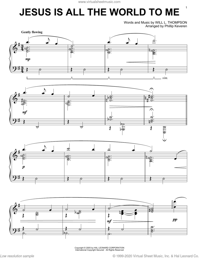 Jesus Is All The World To Me [Jazz version] (arr. Phillip Keveren) sheet music for piano solo by Will L. Thompson and Phillip Keveren, intermediate skill level