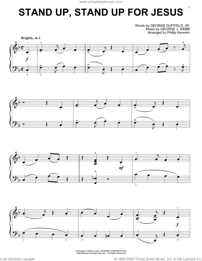 Stand Up, Stand Up For Jesus [Jazz version] (arr. Phillip Keveren) sheet music for piano solo by George Webb, Phillip Keveren and George Duffield, Jr., intermediate skill level