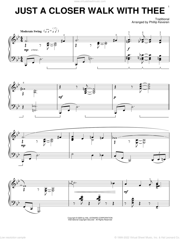 Just A Closer Walk With Thee [Jazz version] (arr. Phillip Keveren) sheet music for piano solo , Phillip Keveren and Kenneth Morris, intermediate skill level