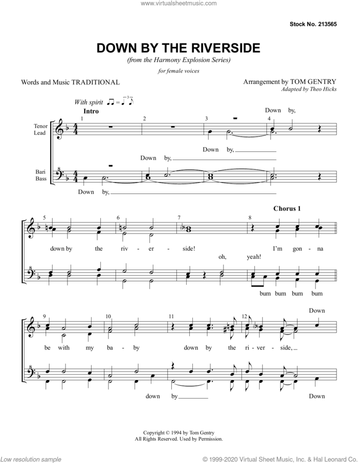 Down By The Riverside (arr. Tom Gentry) sheet music for choir (SSAA: soprano, alto)  and Tom Gentry, intermediate skill level