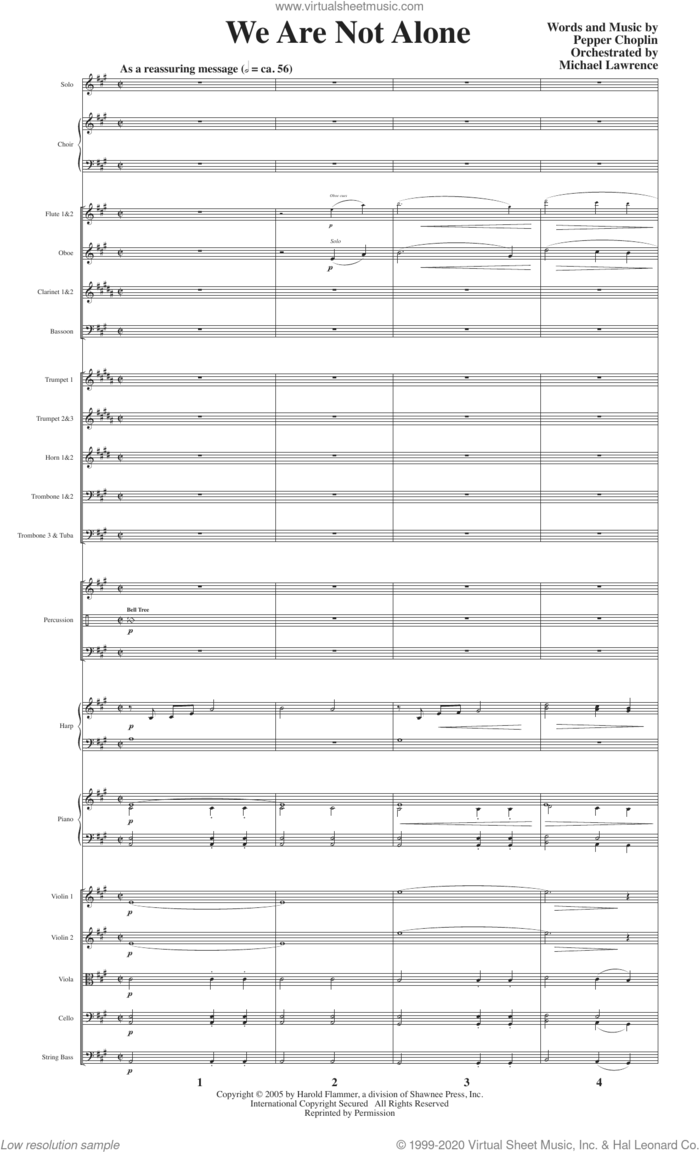 We Are Not Alone (COMPLETE) sheet music for orchestra/band by Pepper Choplin, intermediate skill level