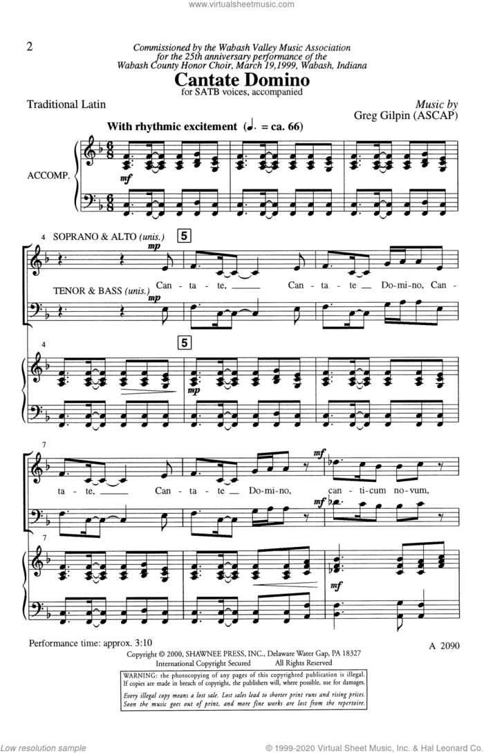 Cantate Domino sheet music for choir (SATB: soprano, alto, tenor, bass) by Greg Gilpin and Claudio Monteverdi, intermediate skill level