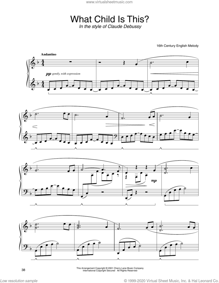 What Child Is This? (in the style of Claude Debussy) (arr. Carol Klose) sheet music for piano solo by William Chatterton Dix, Carol Klose and Miscellaneous, classical score, intermediate skill level