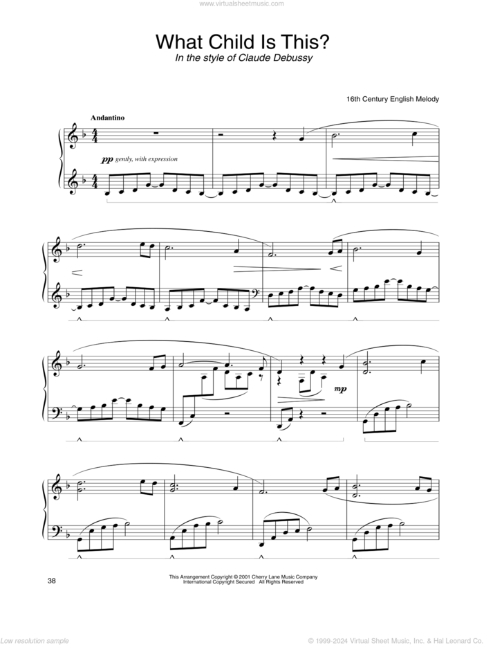 What Child Is This? (in the style of Claude Debussy) (arr. Carol Klose) sheet music for piano solo by William Chatterton Dix, Carol Klose and Miscellaneous, classical score, intermediate skill level