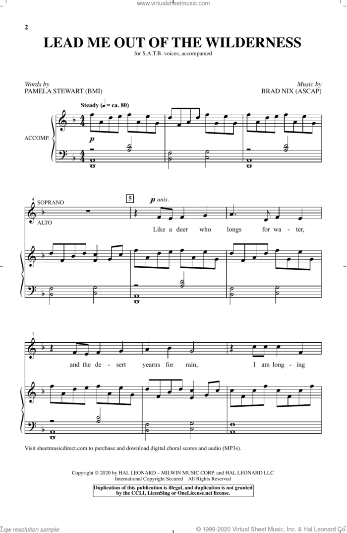 Lead Me Out Of The Wilderness sheet music for choir (SATB: soprano, alto, tenor, bass) by Brad Nix and Pamela Stewart and Brad Nix and Pamela Stewart, intermediate skill level
