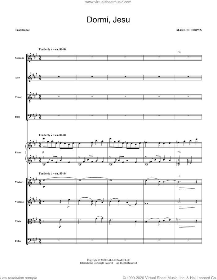 Dormi, Jesu (COMPLETE) sheet music for orchestra/band by Mark Burrows, intermediate skill level