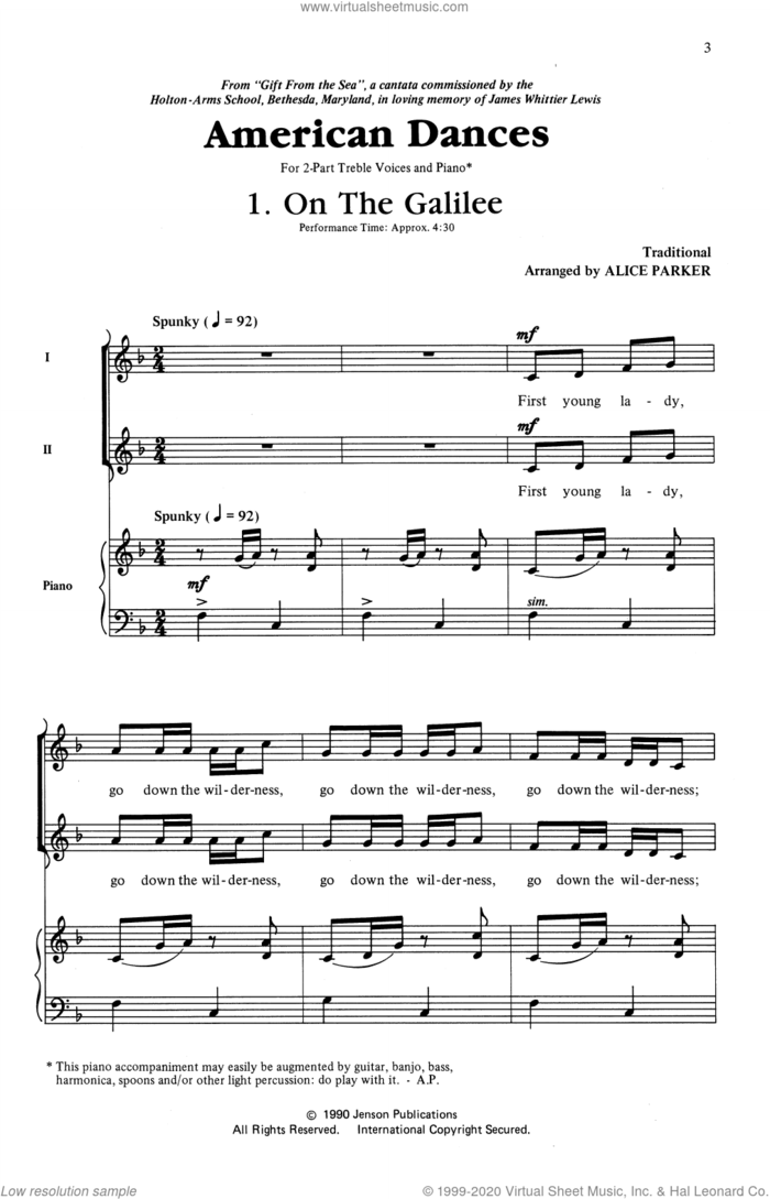 American Dances (Collection) sheet music for choir (2-Part) by Alice Parker, intermediate duet