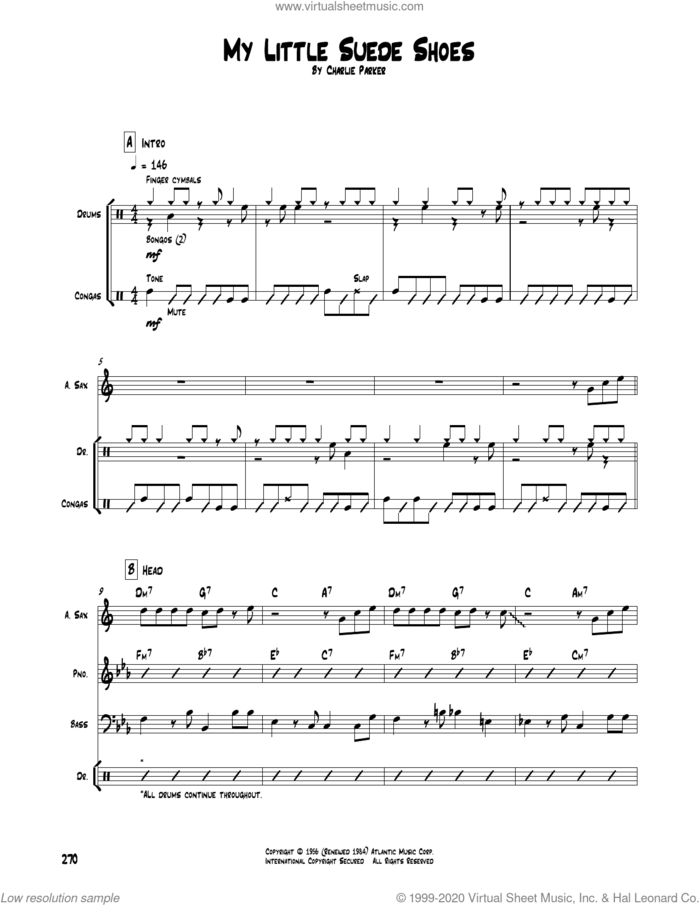 My Little Suede Shoes sheet music for chamber ensemble (Transcribed Score) by Charlie Parker, intermediate skill level