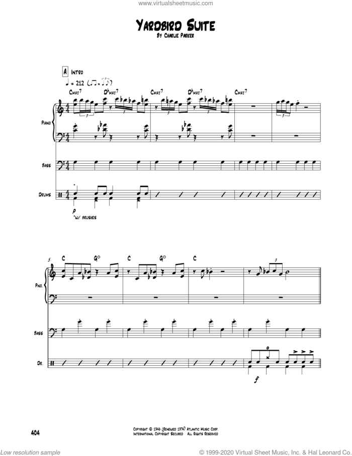 Yardbird Suite sheet music for chamber ensemble (Transcribed Score) by Charlie Parker, intermediate skill level