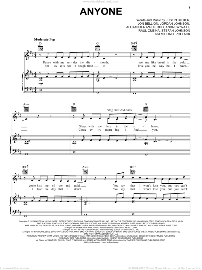 Justin Bieber 'One Time' Sheet Music, Chords & Lyrics