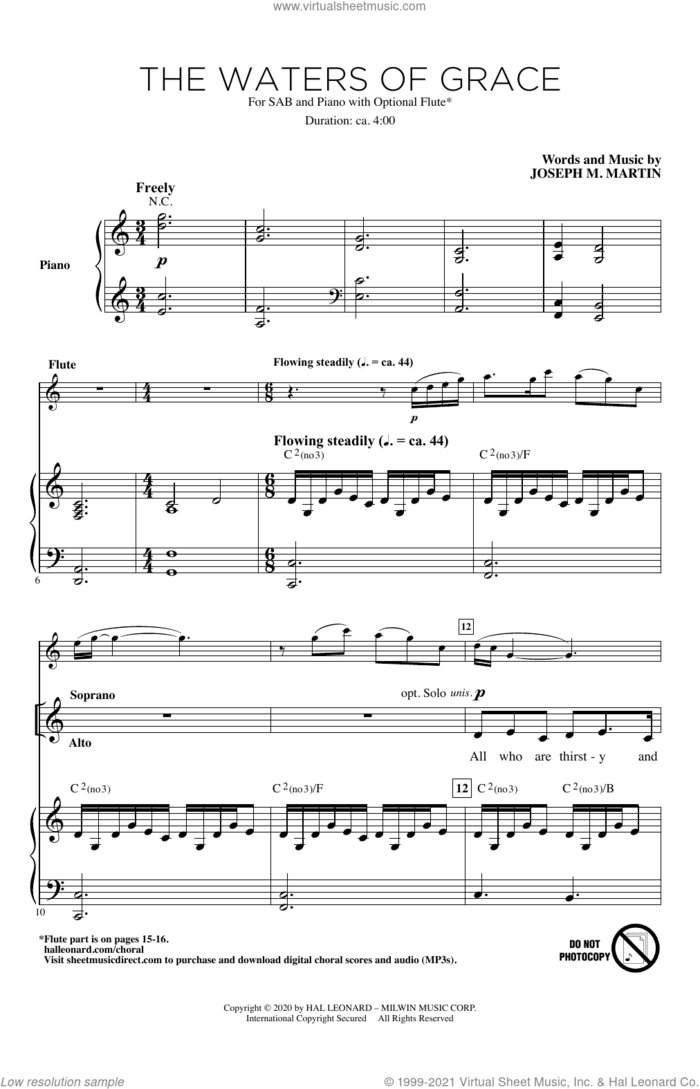 The Waters Of Grace sheet music for choir (SAB: soprano, alto, bass) by Joseph M. Martin, intermediate skill level