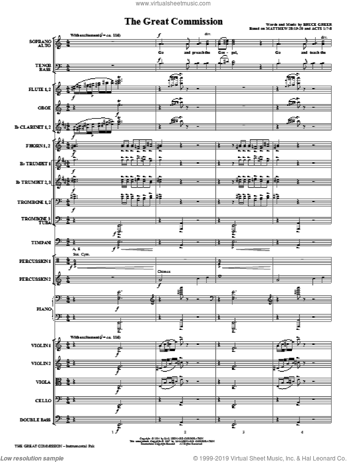 The Great Commission (COMPLETE) sheet music for orchestra/band (Orchestra) by Bruce Greer, intermediate skill level
