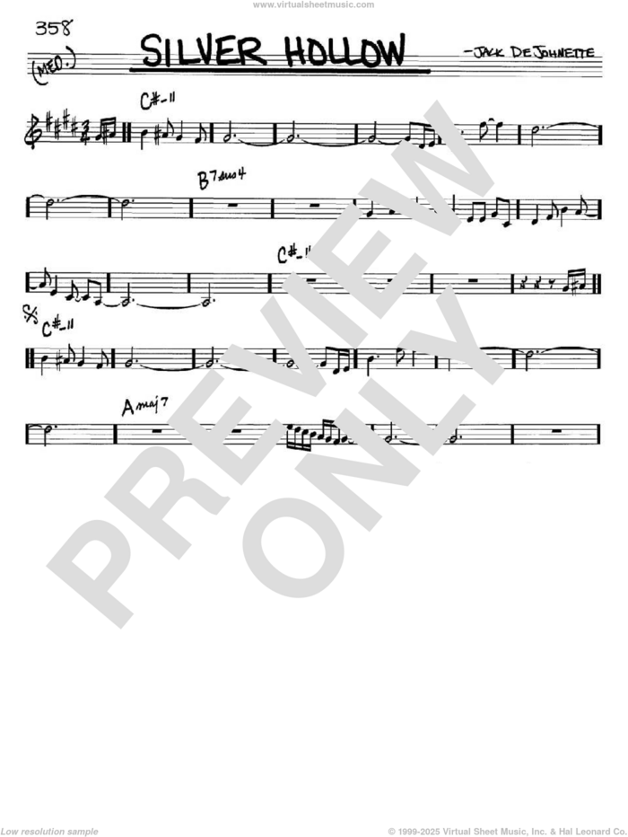 Silver Hollow sheet music for voice and other instruments (in Bb) by Jack DeJohnette, intermediate skill level