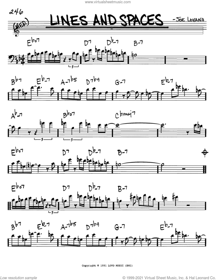 Lines And Spaces sheet music for voice and other instruments (bass clef) by Joe Lovano, intermediate skill level