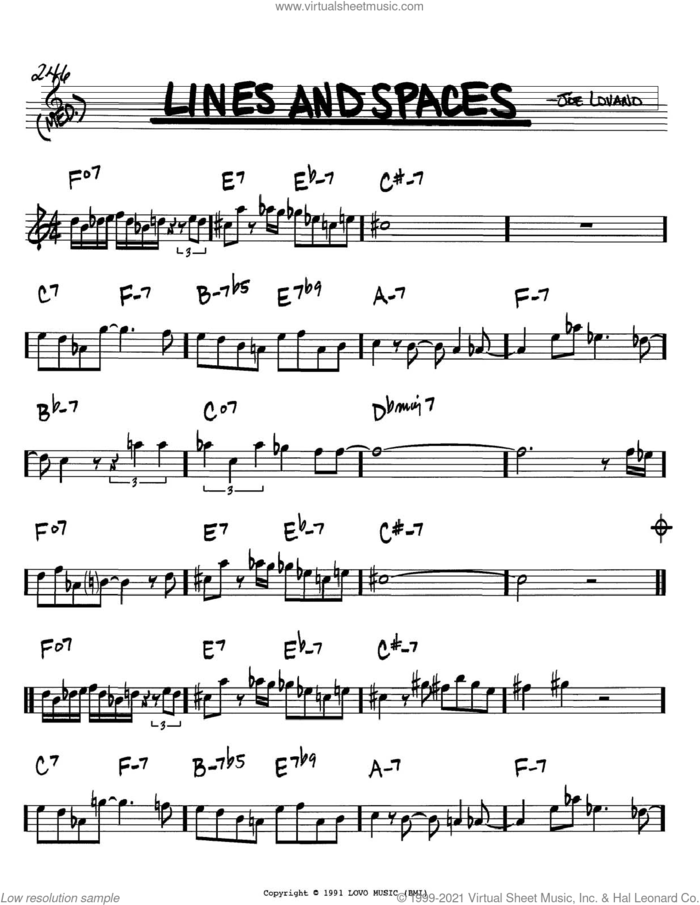 Lines And Spaces sheet music for voice and other instruments (in Bb) by Joe Lovano, intermediate skill level