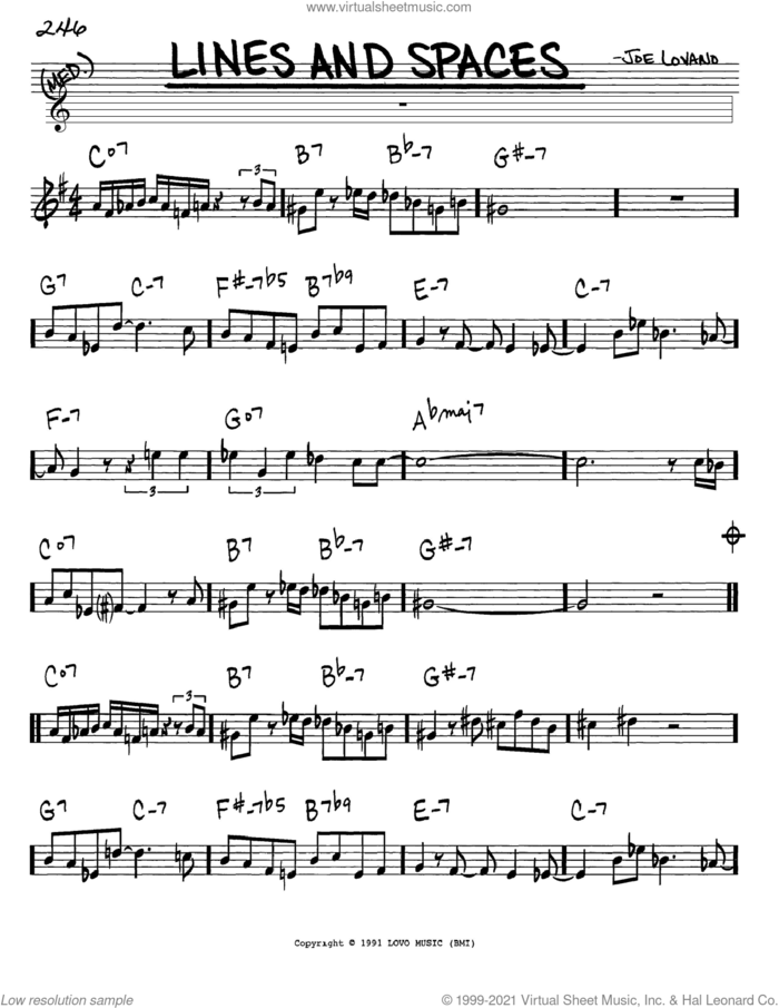 Lines And Spaces sheet music for voice and other instruments (in Eb) by Joe Lovano, intermediate skill level