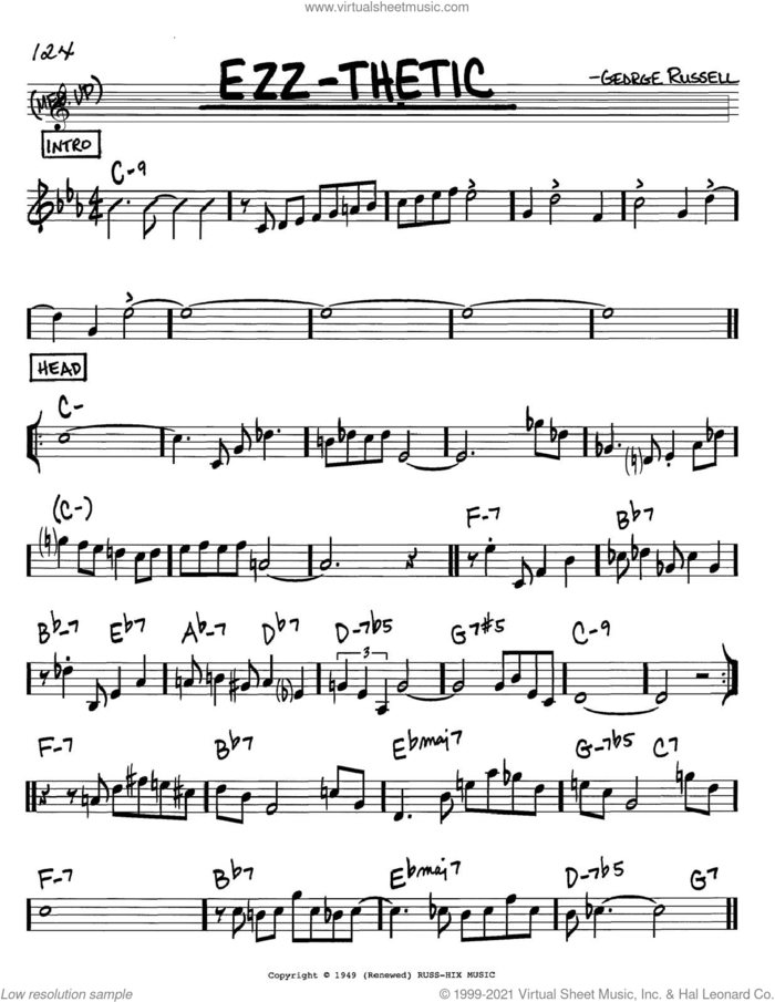 Ezz-thetic sheet music for voice and other instruments (in C) by George Russell, intermediate skill level
