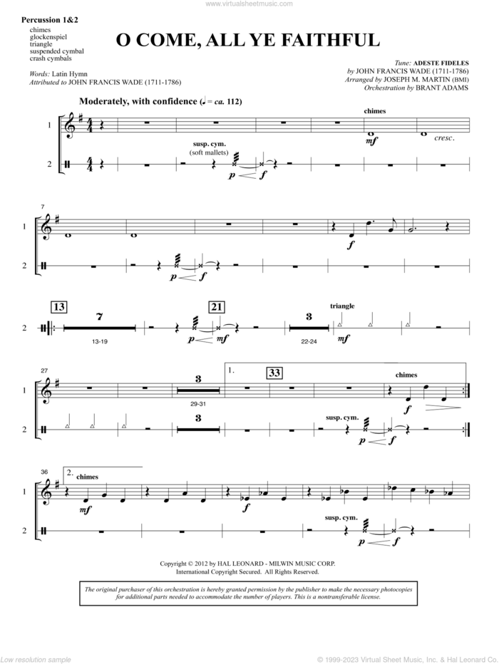 Carols for Choir and Congregation sheet music for orchestra/band (percussion 1 and 2) by Joseph M. Martin, intermediate skill level