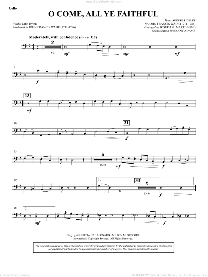 Carols for Choir and Congregation sheet music for orchestra/band (cello) by Joseph M. Martin, intermediate skill level