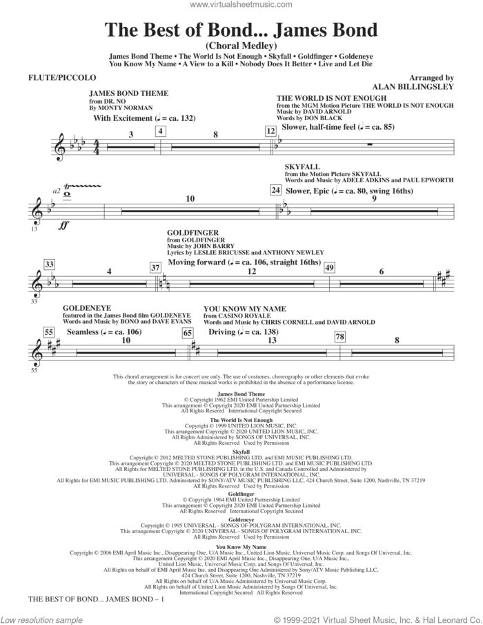 The Best Of Bond... James Bond (Choral Medley) (complete set of parts) sheet music for orchestra/band by Alan Billingsley, intermediate skill level