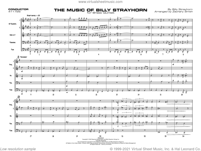 The Music Of Billy Strayhorn (Brass Quintet) (arr. Zachary Smith) (COMPLETE) sheet music for brass quintet by Billy Strayhorn and Zachary Smith, intermediate skill level