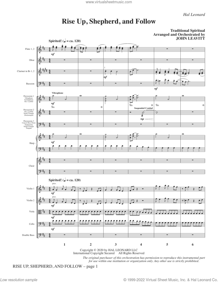 Rise Up, Shepherd, and Follow (arr. John Leavitt) (COMPLETE) sheet music for orchestra/band by John Leavitt and Miscellaneous, intermediate skill level