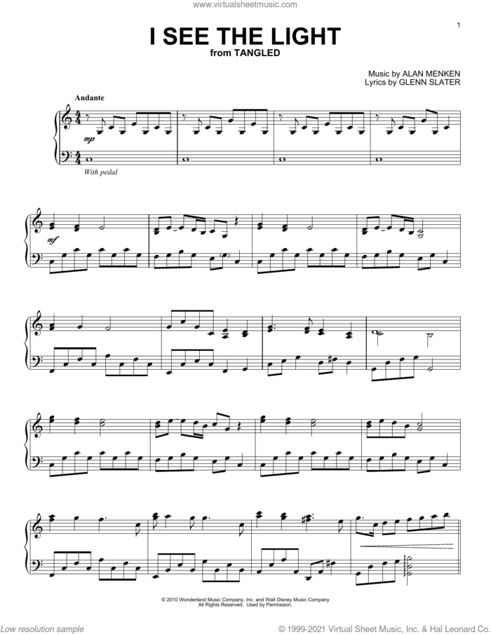 I See The Light (from Tangled) [Classical version] sheet music for piano solo by Alan Menken and Glenn Slater, classical score, intermediate skill level