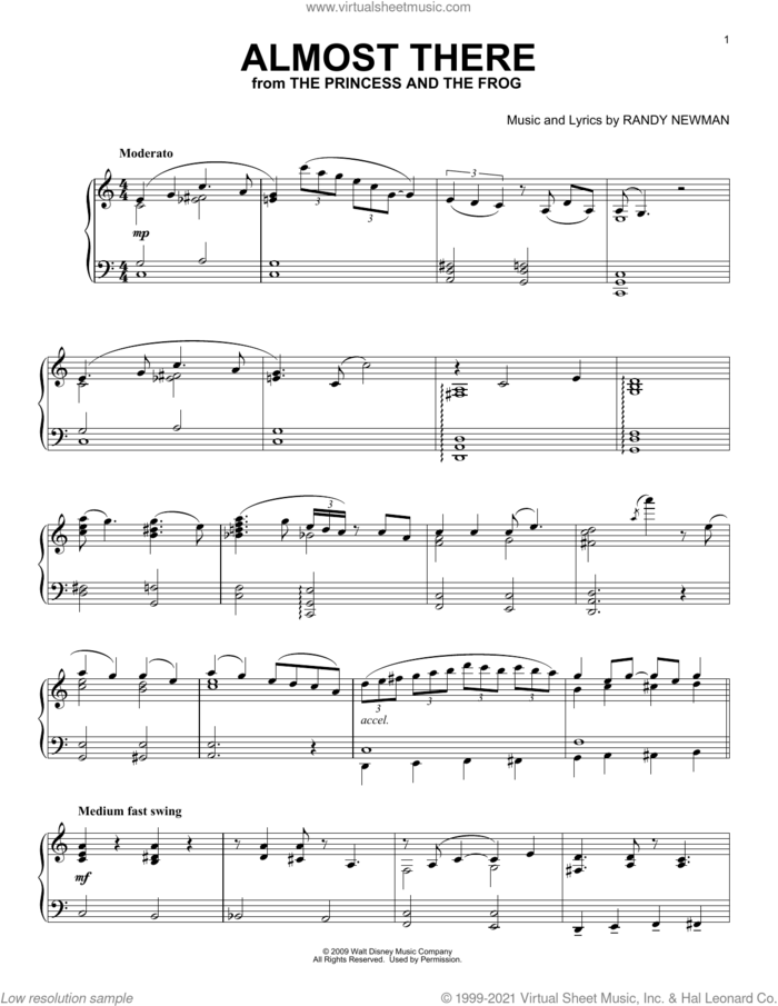 Almost There (from The Princess And The Frog) [Classical version] sheet music for piano solo by Randy Newman, classical score, intermediate skill level