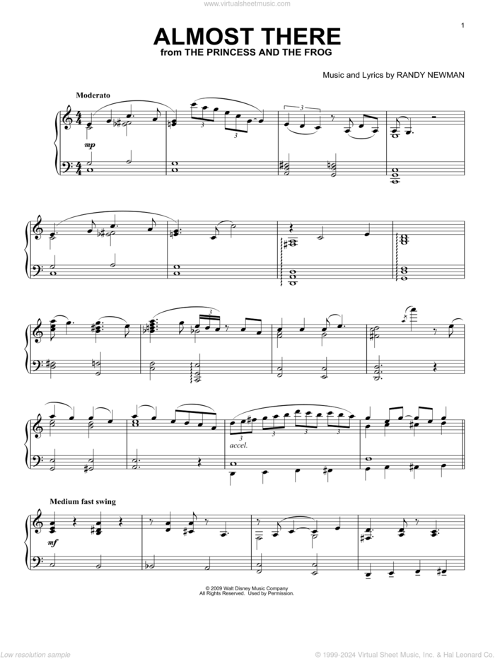 Almost There (from The Princess And The Frog) [Classical version] sheet music for piano solo by Randy Newman, classical score, intermediate skill level