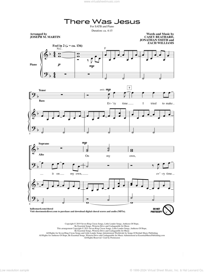 There Was Jesus (feat. Dolly Parton) (arr. Joseph M. Martin) sheet music for choir (SATB: soprano, alto, tenor, bass) by Zach Williams, Joseph M. Martin, Dolly Parton, Casey Beathard and Jonathan Smith, intermediate skill level