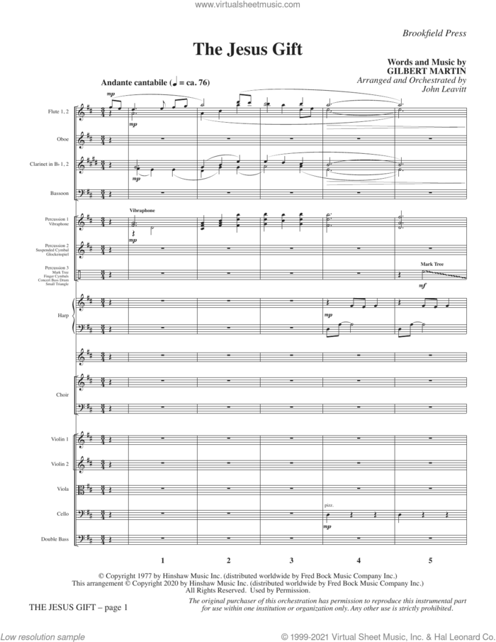 The Jesus Gift (arr. John Leavitt) (COMPLETE) sheet music for orchestra/band by John Leavitt and Gilbert Martin, intermediate skill level