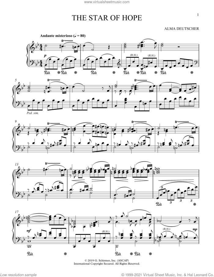 The Star Of Hope (from Cinderella) sheet music for piano solo by Alma Deutscher, classical score, intermediate skill level