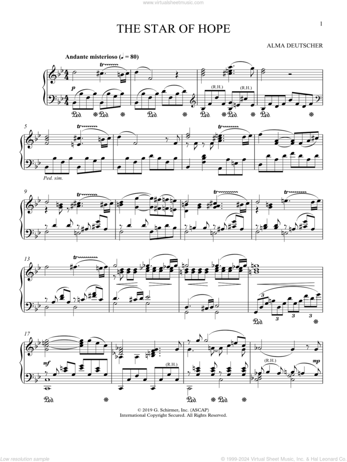 The Star Of Hope (from Cinderella) sheet music for piano solo by Alma Deutscher, classical score, intermediate skill level