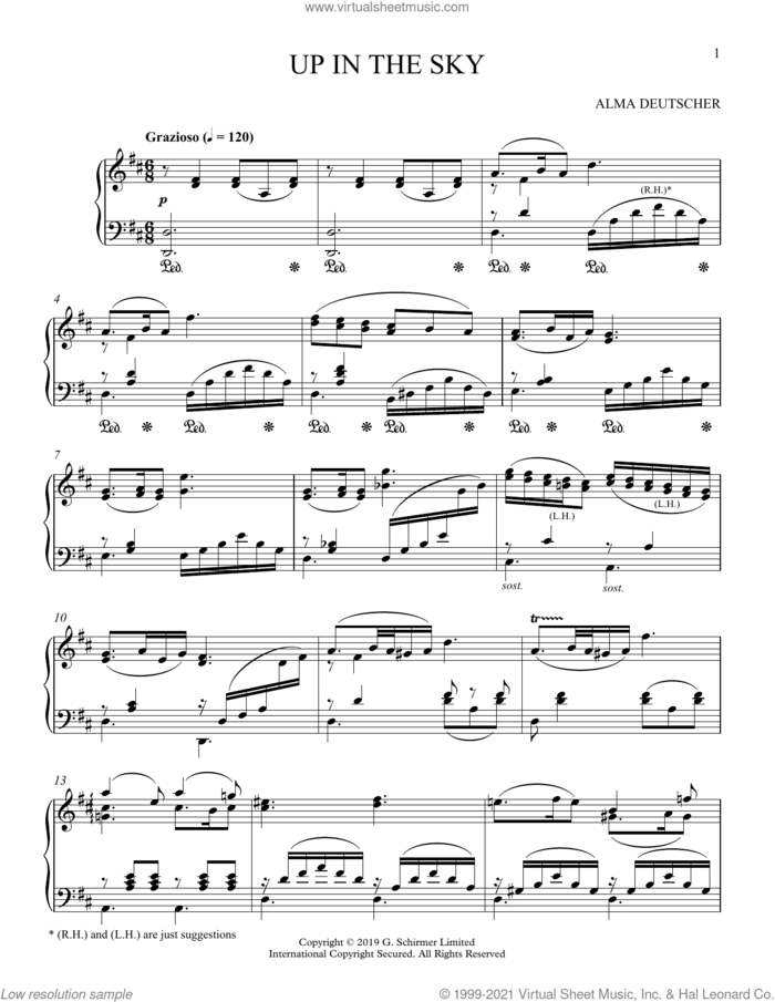 Up In The Sky (from Cinderella) sheet music for piano solo by Alma Deutscher, classical score, intermediate skill level