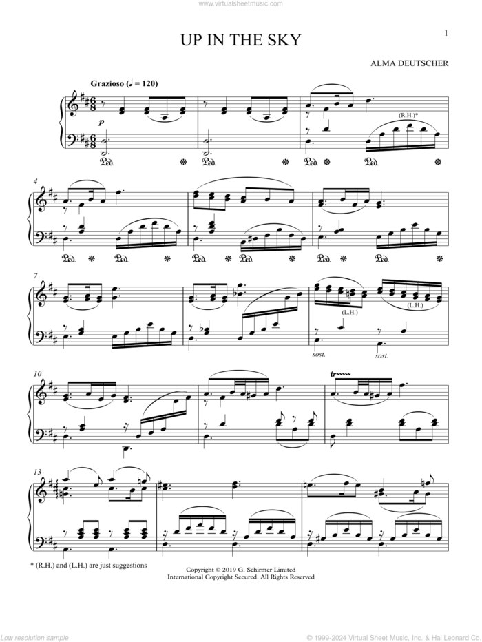 Up In The Sky (from Cinderella) sheet music for piano solo by Alma Deutscher, classical score, intermediate skill level