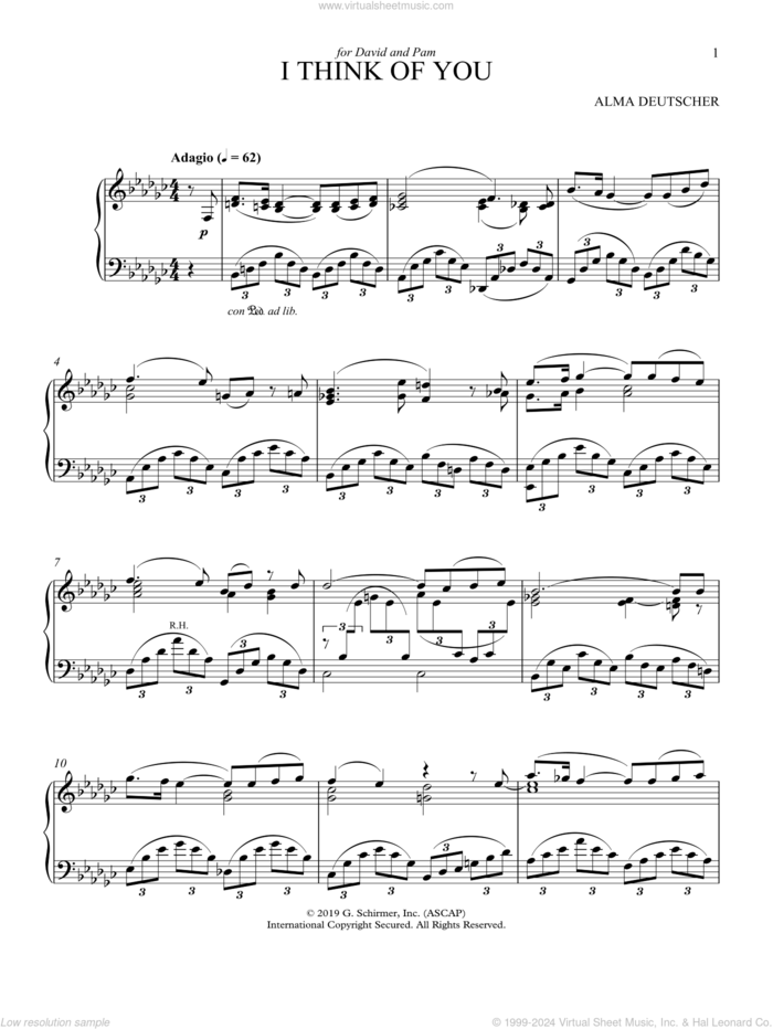 I Think Of You sheet music for piano solo by Alma Deutscher, classical score, intermediate skill level