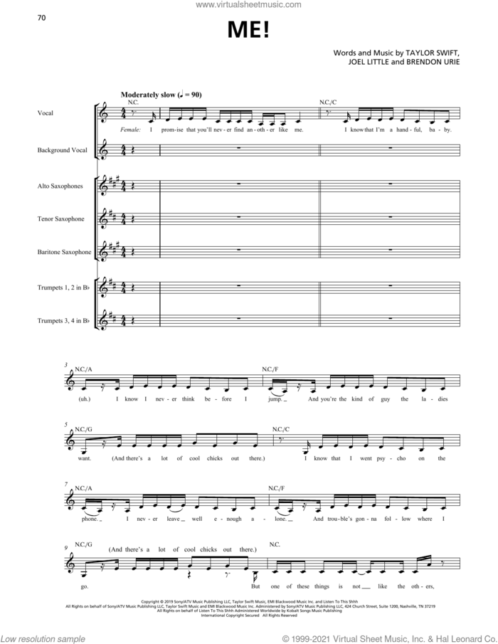 ME! (Horn Section) sheet music for chamber ensemble (Transcribed Score) by Taylor Swift, Brendon Urie and Joel Little, intermediate skill level
