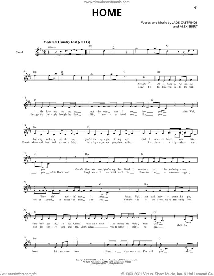 Home (Horn Section) sheet music for chamber ensemble (Transcribed Score) by Edward Sharpe & the Magnetic Zeros, Alex Ebert and Jade Castrinos, intermediate skill level