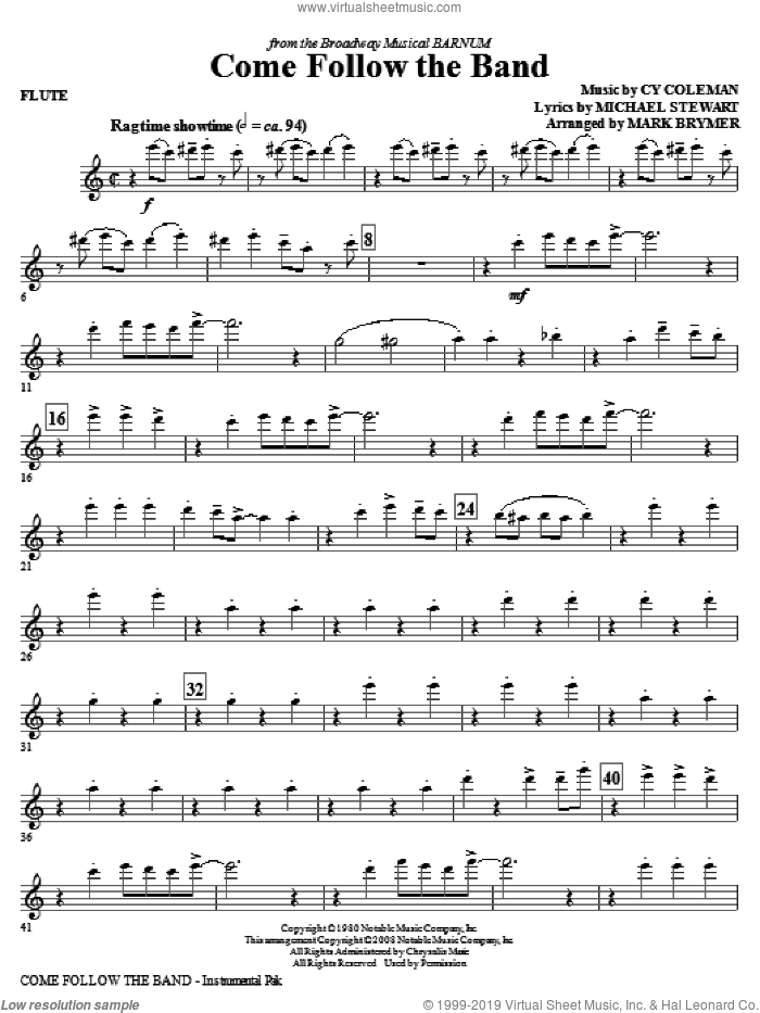Come Follow The Band (complete set of parts) sheet music for orchestra/band by Cy Coleman, Michael Stewart and Mark Brymer, intermediate skill level