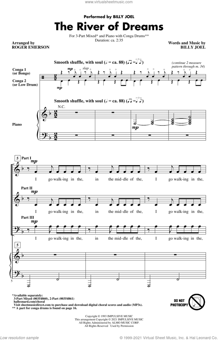 The River Of Dreams (arr. Roger Emerson) sheet music for choir (3-Part Mixed) by Billy Joel and Roger Emerson, intermediate skill level